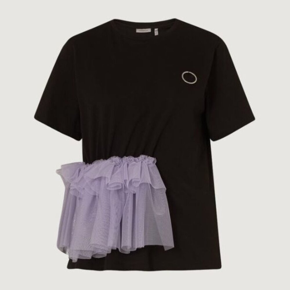 Super cute! ACT N°1 x MARELLA T-shirt Black with Purple Tulle Accent